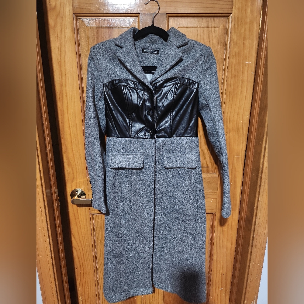 SHEIN Gray and Black Blazer Coat